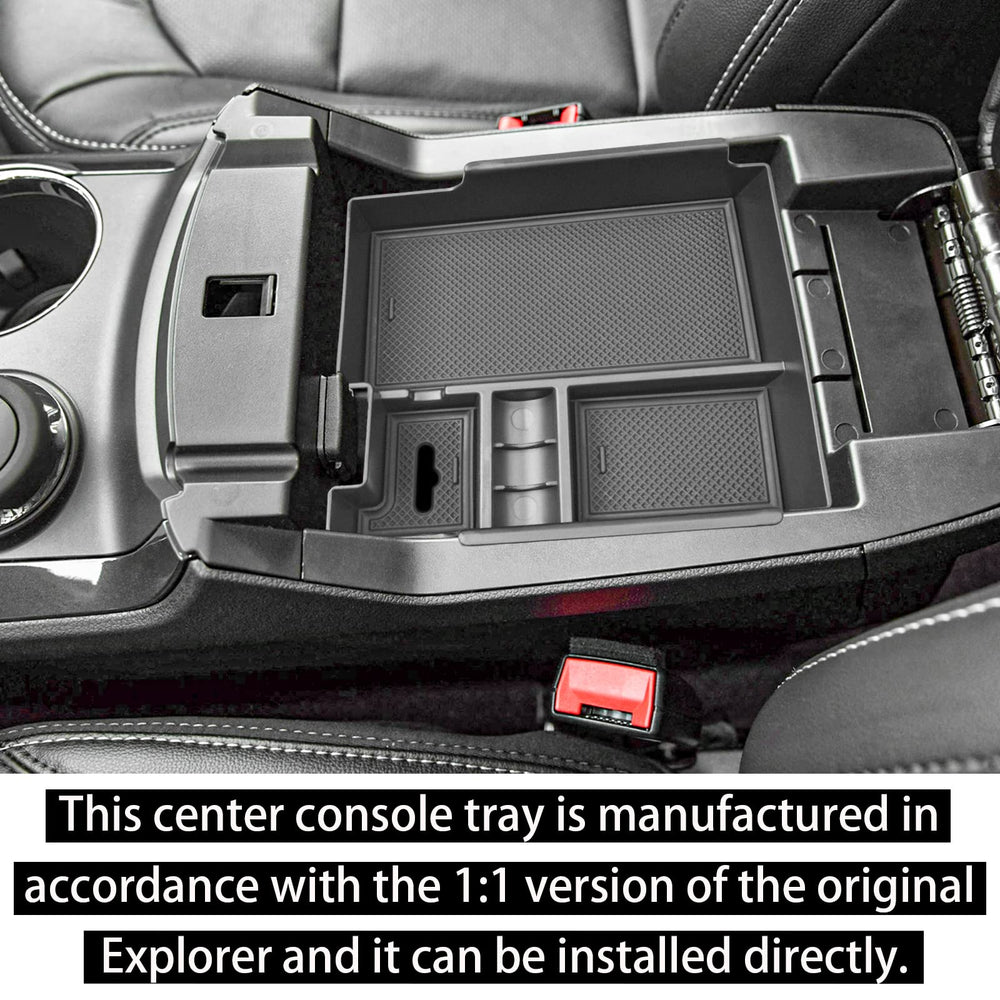 RUNROAD ABS matte black console tray blends interior and resists wear.