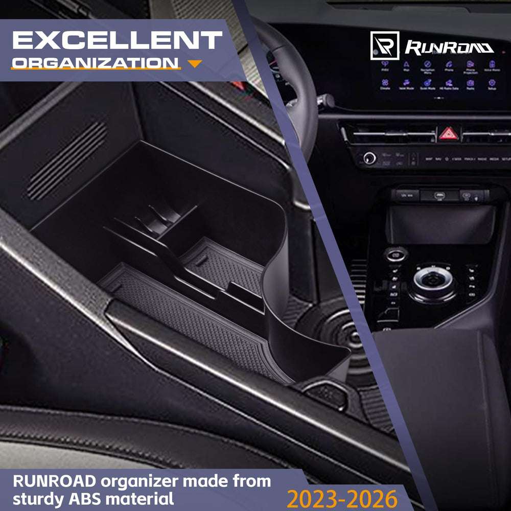 RUNROAD black ABS tray showing simple installation and practical organization.