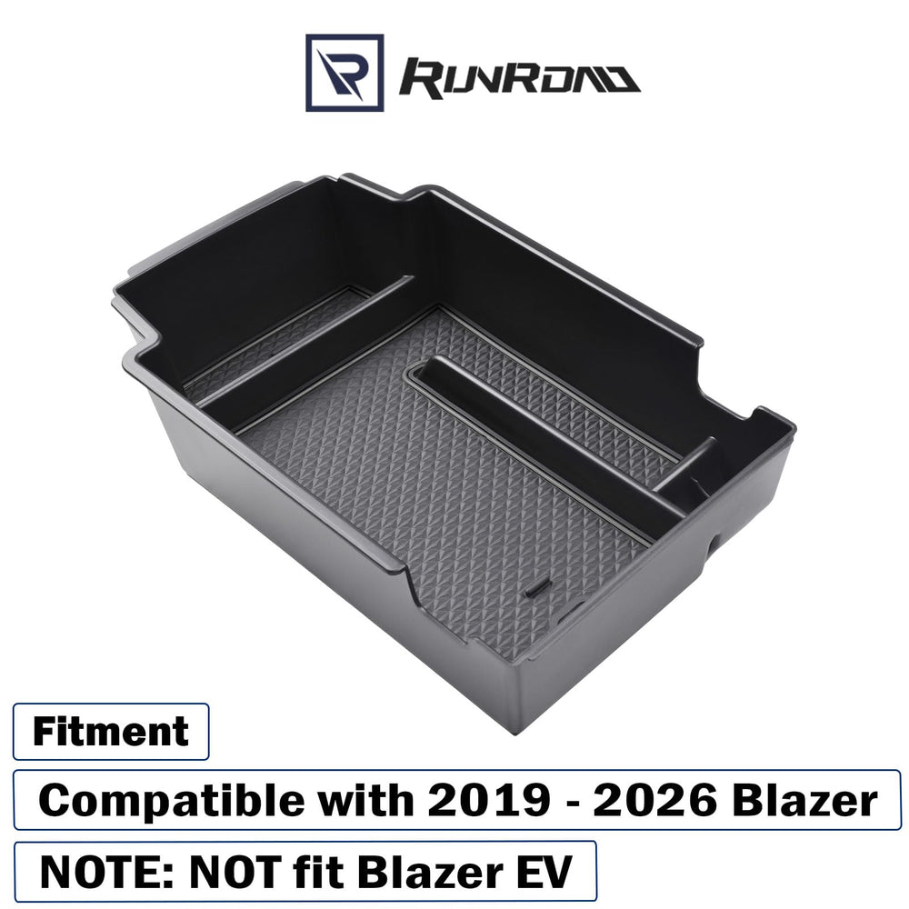 RUNROAD console tray with cord pass-through for charging cables on the go