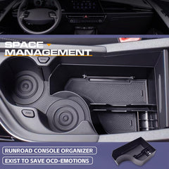 RUNROAD durable ABS tray for NIRO center console during daily driving.