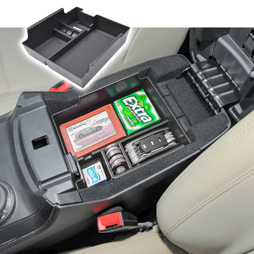 RUNROAD center console insert tray enhances quick access to small items.