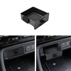 RUNROAD interior view of a clutter-free console with slim drawer.