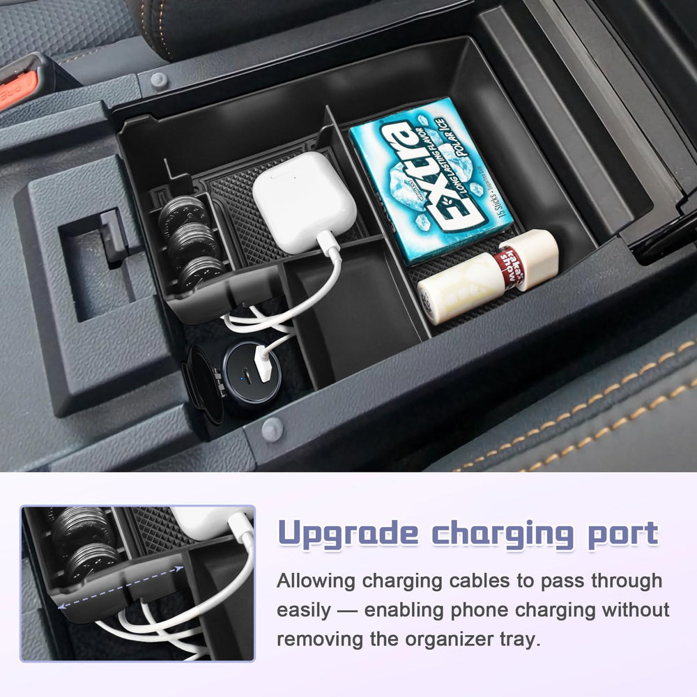 RUNROAD assembled tray on car console reveals organized compartments.