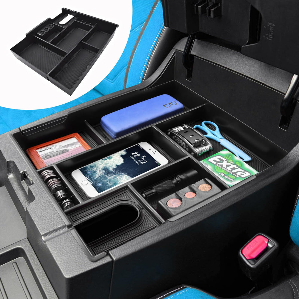 RUNROAD organized under-tray space reveals hidden storage for small gear.
