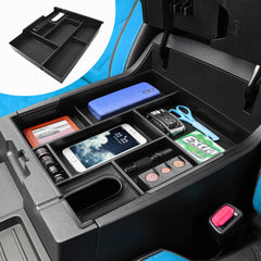 RUNROAD organized under-tray space reveals hidden storage for small gear.