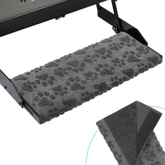 RUNROLE No Spring RV Step Cover front view showing non-slip surface and paws