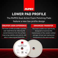 RUPES 150mm white D-A ultrafine pad easy cleaning for longevity.