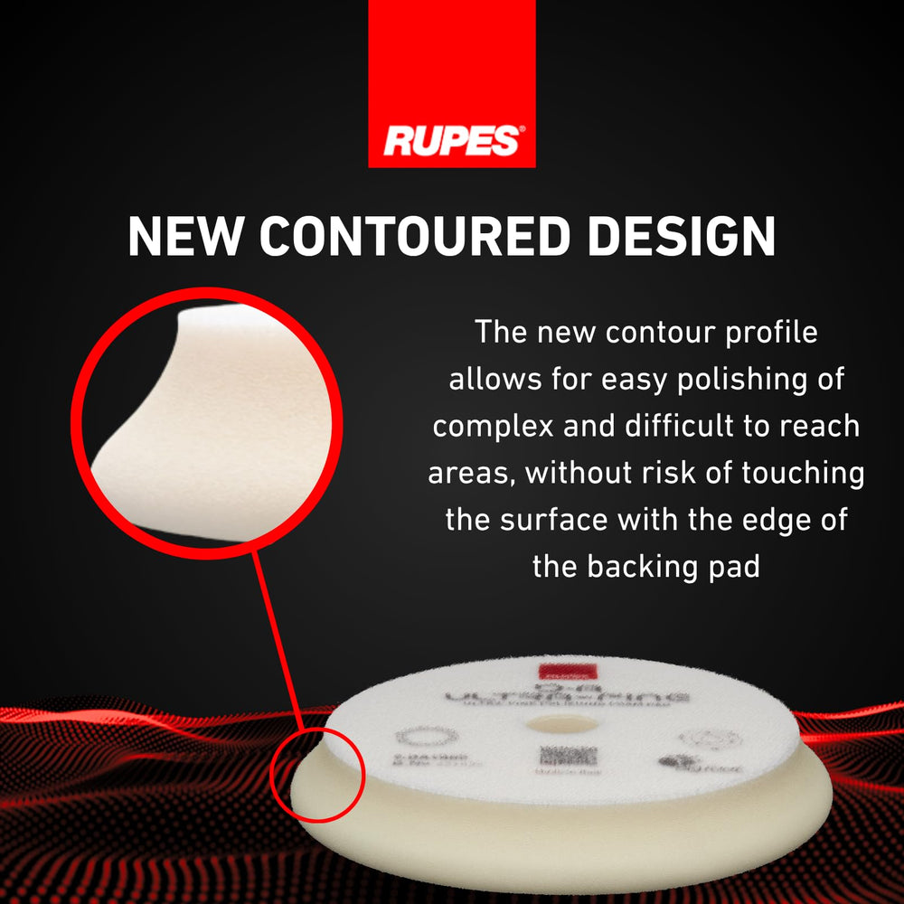 RUPES 150mm white D-A ultrafine pad pack-of-2 ready for final polishing tasks.