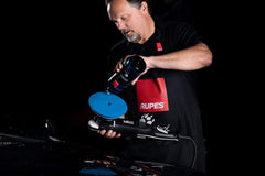 RUPES D-A Coarse pad 6 inch face in use for consistent cutting action.