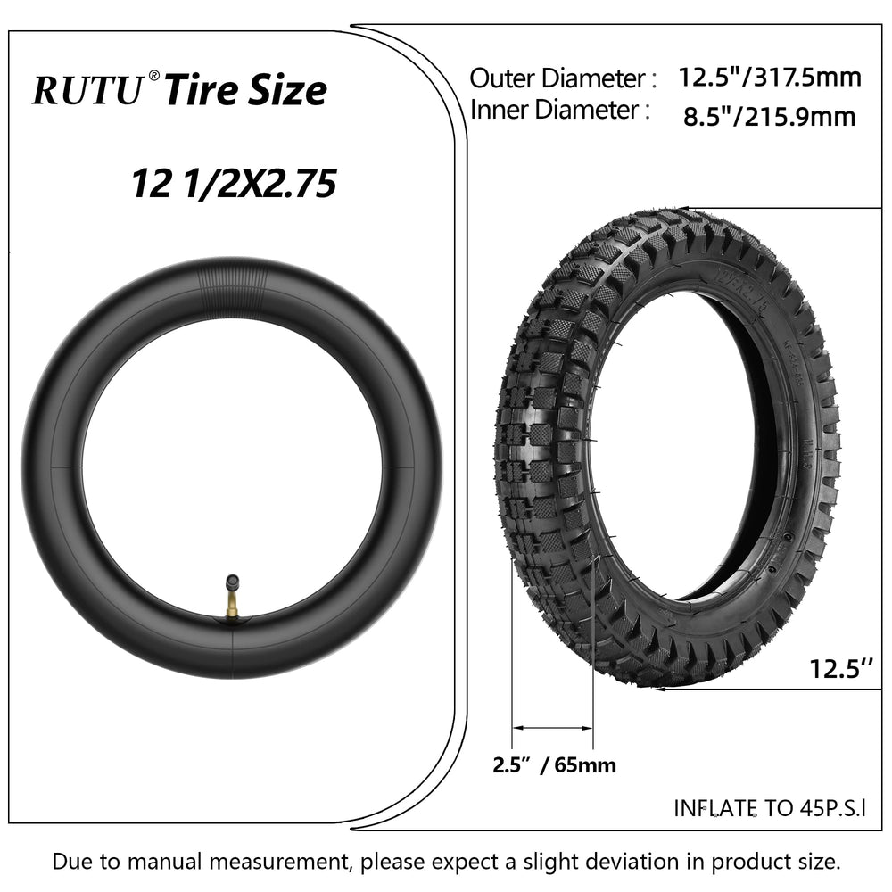 RUTU dirt bike tire 12.5x2.75 with rugged tread for improved grip