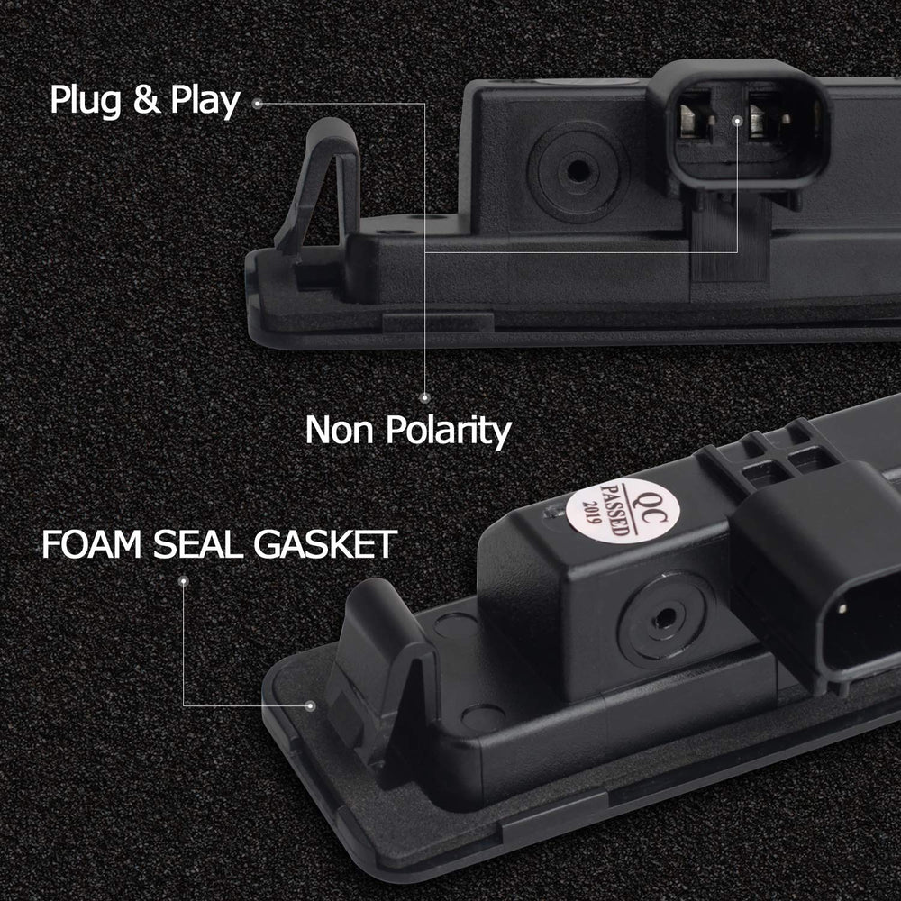 RUXIFEY license plate lights waterproof housing withstands rain and car washes.