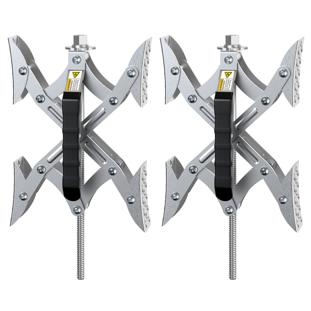 Rvdeaa RV X-Chocks stabilizer front view showing sturdy dual-side support for travel trailers.