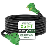 RVGUARD 30A 25ft RV extension cord with TT-30P/R connectors for reliable power