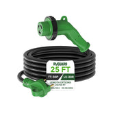 RVGUARD 30A 25ft RV power cord with 135-degree elbow grip for easier plugging.