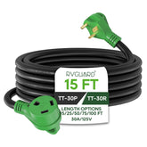 RVGUARD 30A extension cord with LED indicator shows power status