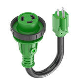 RVGUARD 30A to 110V locking adapter with 12-inch cord for RV power.