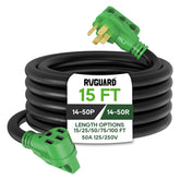 RVGUARD 50A extension cord 15 feet for reliable RV power hookups.