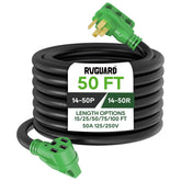 RVGUARD 50A extension cord with LED indicator for quick power checks.