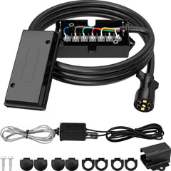 RVGUARD 7-way 8ft trailer cord with color-coded wires for quick wiring setup