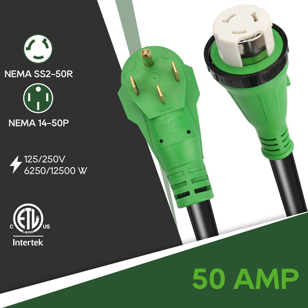 RVGUARD locking connectors secure 50A connections.