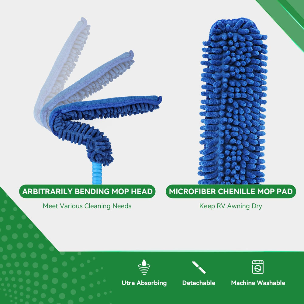 Bendable mop head showing adjustable angle for corners
