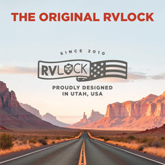 RVLock Charter fits openings 4.5 x 3.5 inches on RV doors