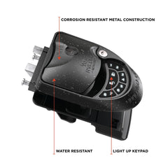 Hand holding RVLock remote fob for easy entry from outside the RV