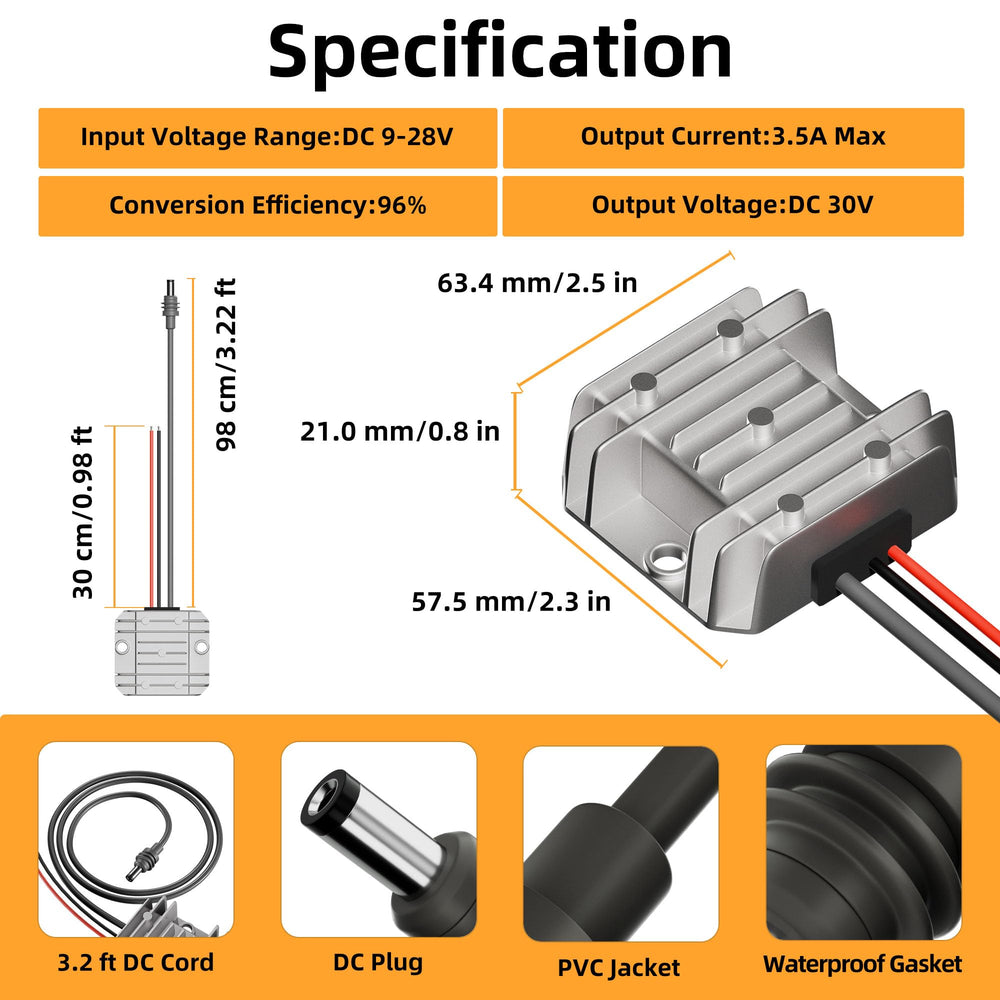 RVMARINEPAT Starlink Mini step-up cable in-use setup showing compact, portable power solution.