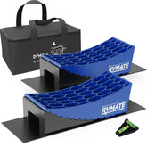 RVMATE curved levelers show stable height adjustment for leveling on uneven ground.