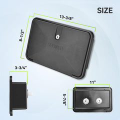 RVMATE exterior shower box dimensions (13.38 x 8.5 in) for planning