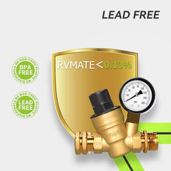 RVMATE regulator fits 3/4 inch outdoor hose threads for campers