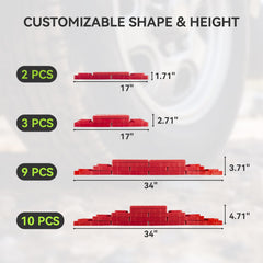 RVMATE leveling blocks used with single wheels for stable parking