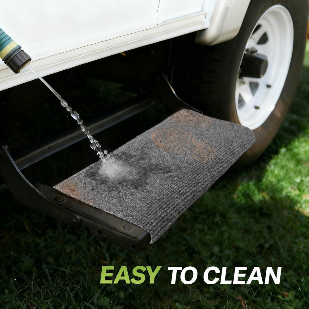 RVMATE RV step rug offering extra grip to reduce slips for family and pets.