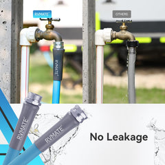 RVMATE all-weather hose stays flexible from cold to heat for camping use