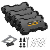 RVshark stabilizer jack pads four-pack, side view, enhances RV stability on uneven terrain