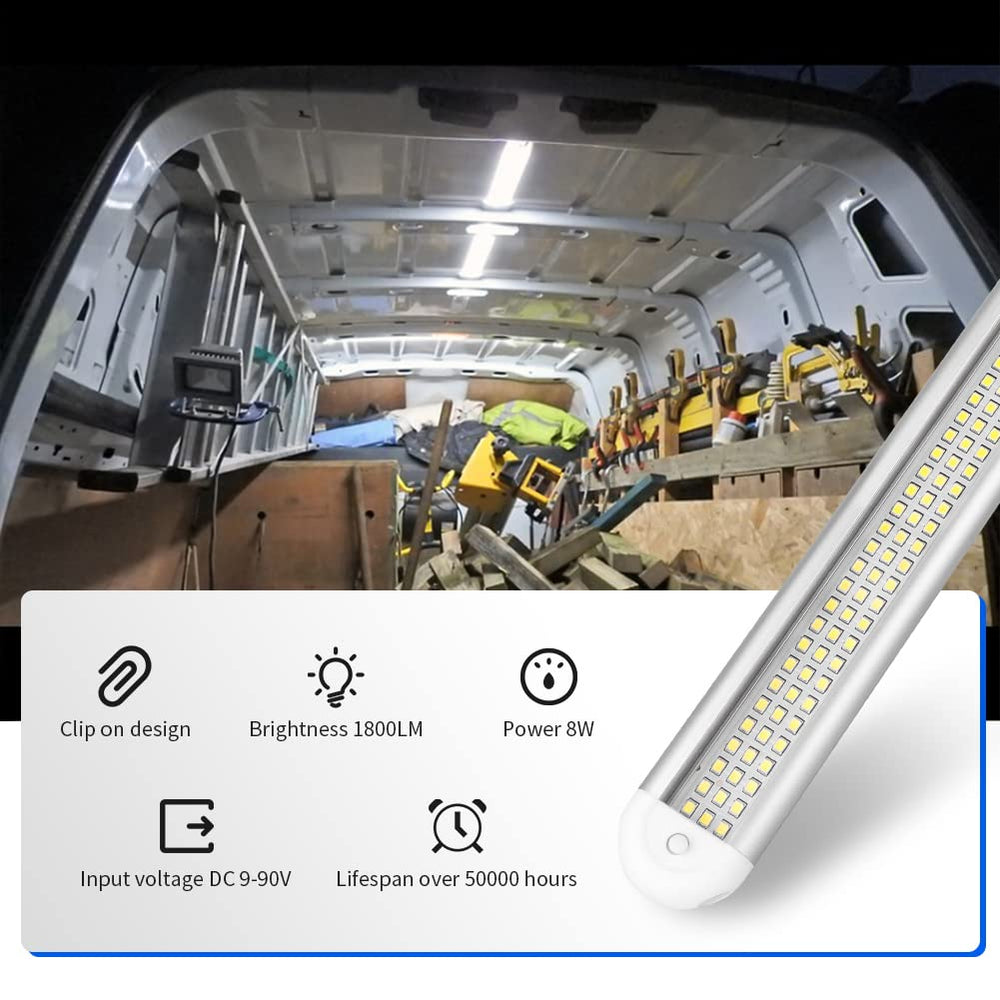 RVZONE 12V LED interior light bar aluminum base closeup