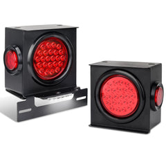 RVZONE 12V square LED trailer light kit front view in rugged steel housing.
