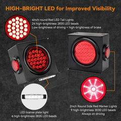 RVZONE 4-inch round taillight close-up with bright LED beads.