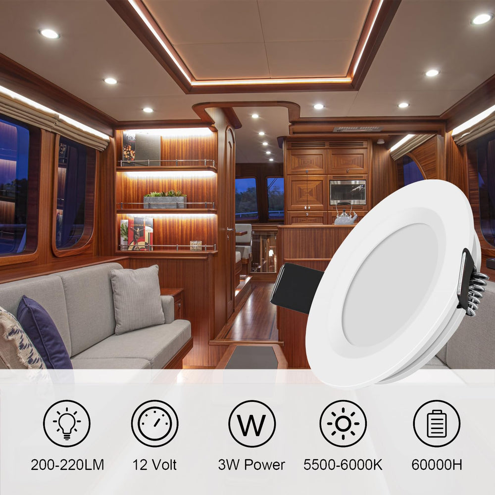RVZONE full aluminum downlight with sturdy housing and heat dissipation.