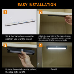 RVZONE long-lasting RV step light powered by four AA batteries for hours of illumination.