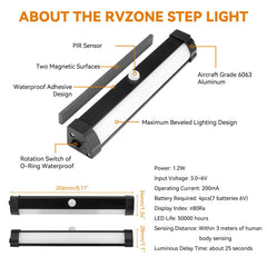 RVZONE wide illumination angle lights steps and ground evenly for safer passages.