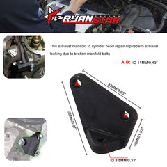 RYANSTAR RACING exhaust leak repair closeup illustrating clamp seal contact