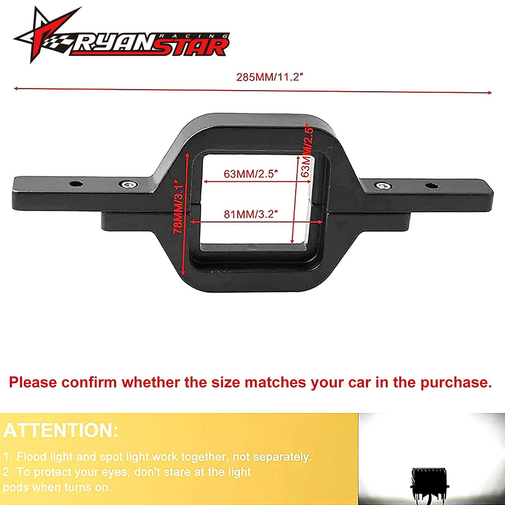 RYANSTAR RACING tow hitch LED lights spot and flood beam pattern for versatile night lighting