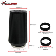 RYANSTAR universal clamp-on air filter 3.5in, high flow for varied engines.