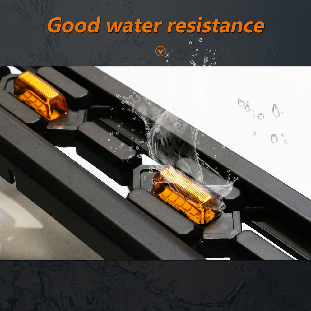Ryansunoro packaging includes grill and four amber LEDs for easy fit.