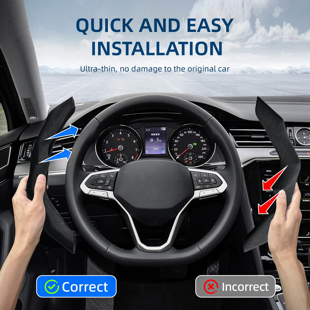 RYCELYSIAN suede steering wheel cover ergonomic hand-feel for comfort