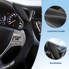 RYCELYSIAN suede steering wheel cover interior anti-slip texture