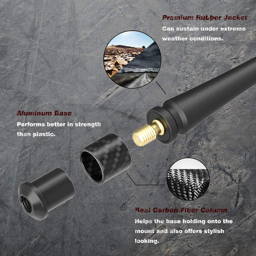 Rydonair 7-inch rubber antenna installed on vehicle offers a low-profile, durable replacement.