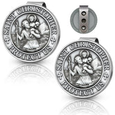 RYYOF St Christopher car medal double-sided front view, symbol of faith on the road