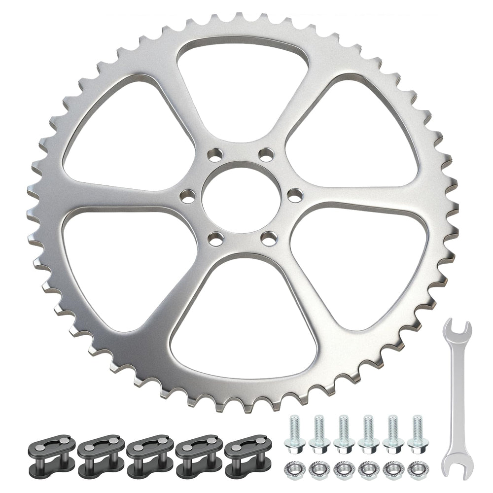 RZEOZU 50-tooth rear sprocket back view improves torque distribution on compatible mini bikes